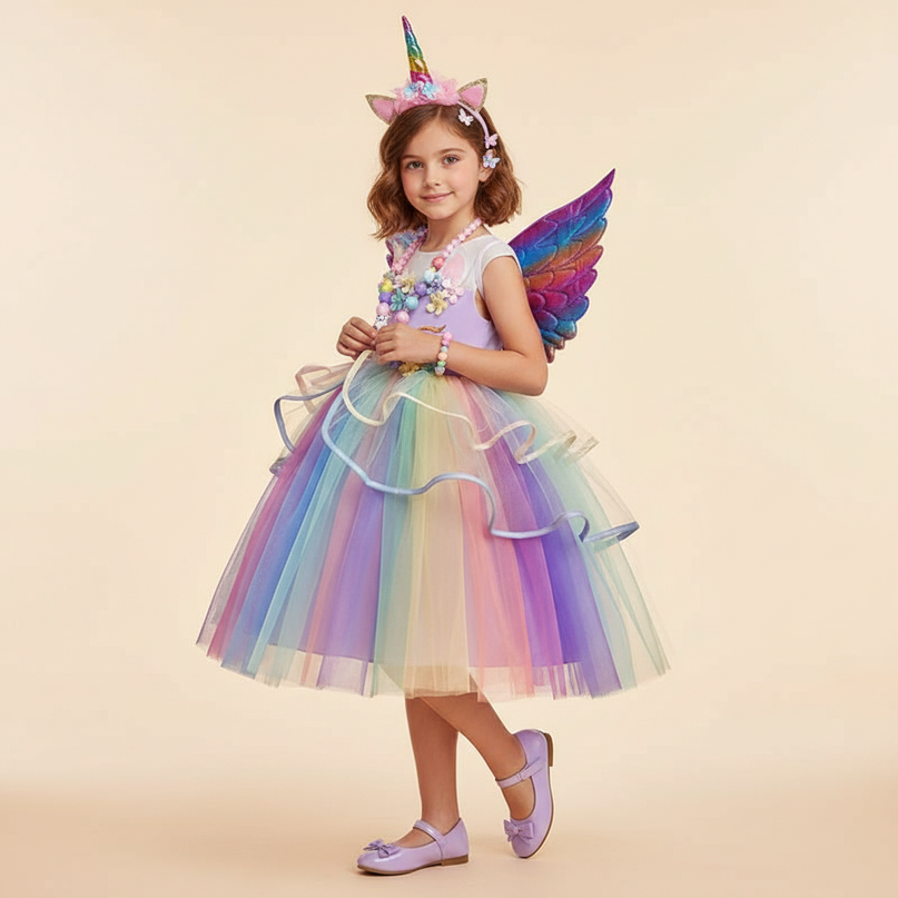 lavender unicorn led dress full set - three-quarter