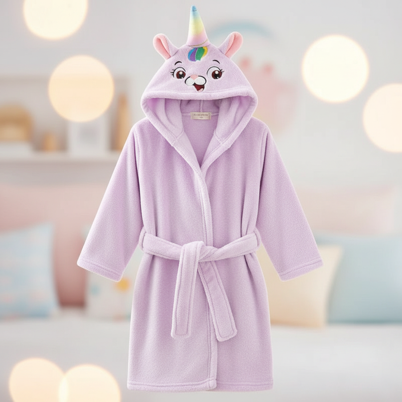 lavender unicorn robe - lifestyle
