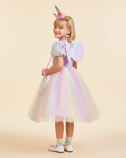lavender unicorn sequin dress accessories - back