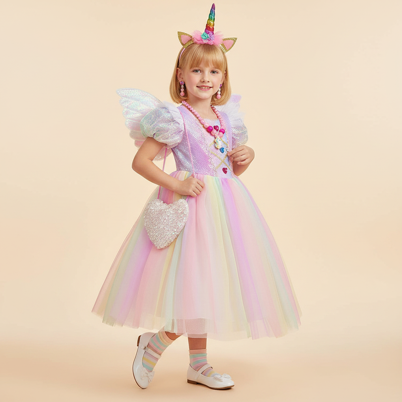 lavender unicorn sequin dress accessories - front