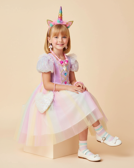 lavender unicorn sequin dress accessories - sitting