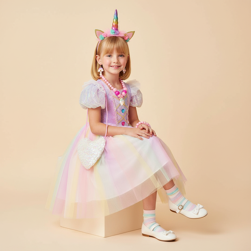 lavender unicorn sequin dress accessories - sitting