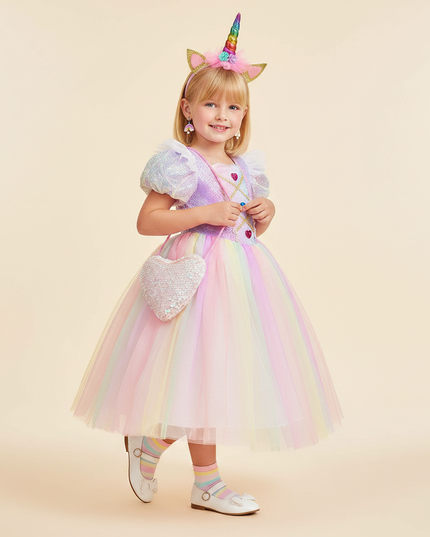 lavender unicorn sequin dress accessories - three-quarter