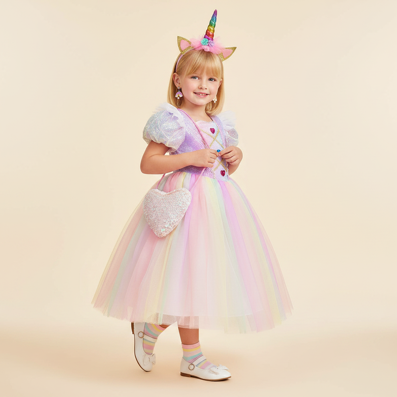 lavender unicorn sequin dress accessories - three-quarter
