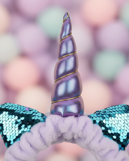 lavender unicorn spa headband - detail