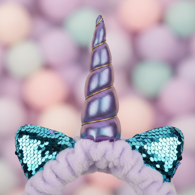 lavender unicorn spa headband - detail