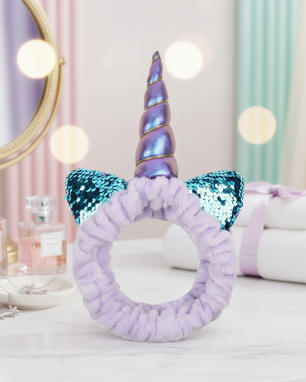 lavender unicorn spa headband - lifestyle