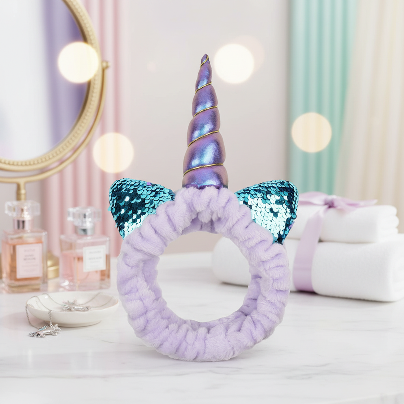 lavender unicorn spa headband - lifestyle