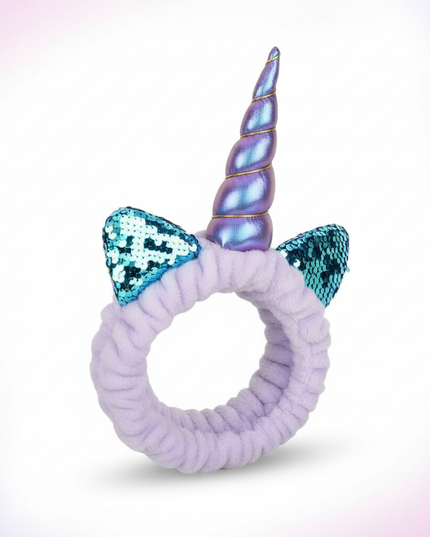 lavender unicorn spa headband - white-bg