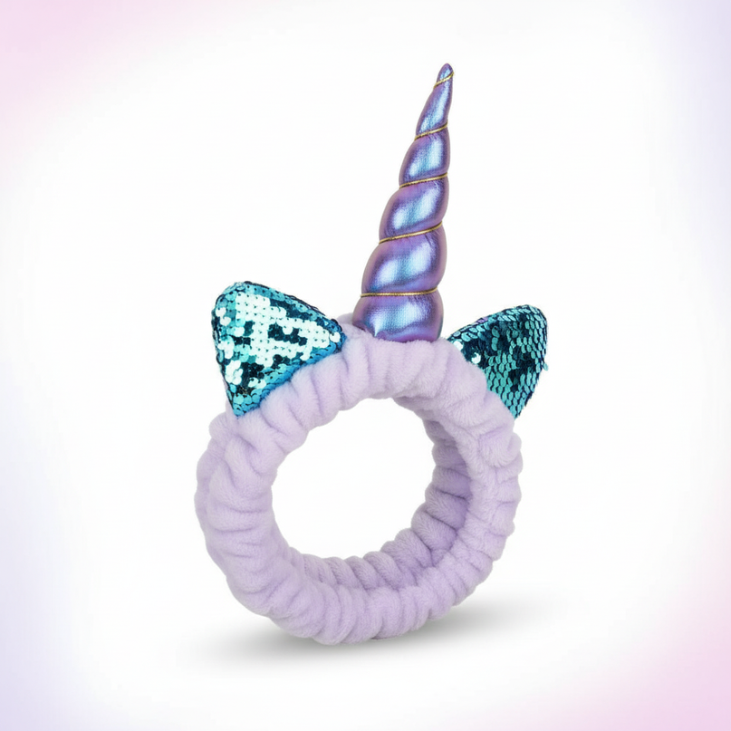 lavender unicorn spa headband - white-bg