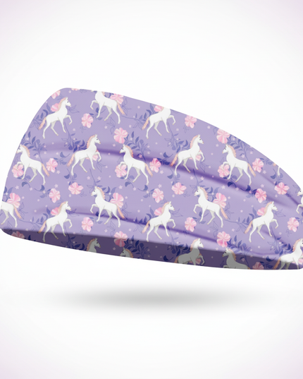 lavender unicorn sport headband - white-bg