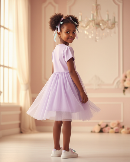 lavender unicorn tulle applique dress - back