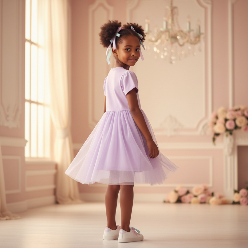 lavender unicorn tulle applique dress - back