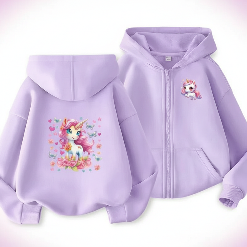 lavender unicorn zip hoodie - white-bg
