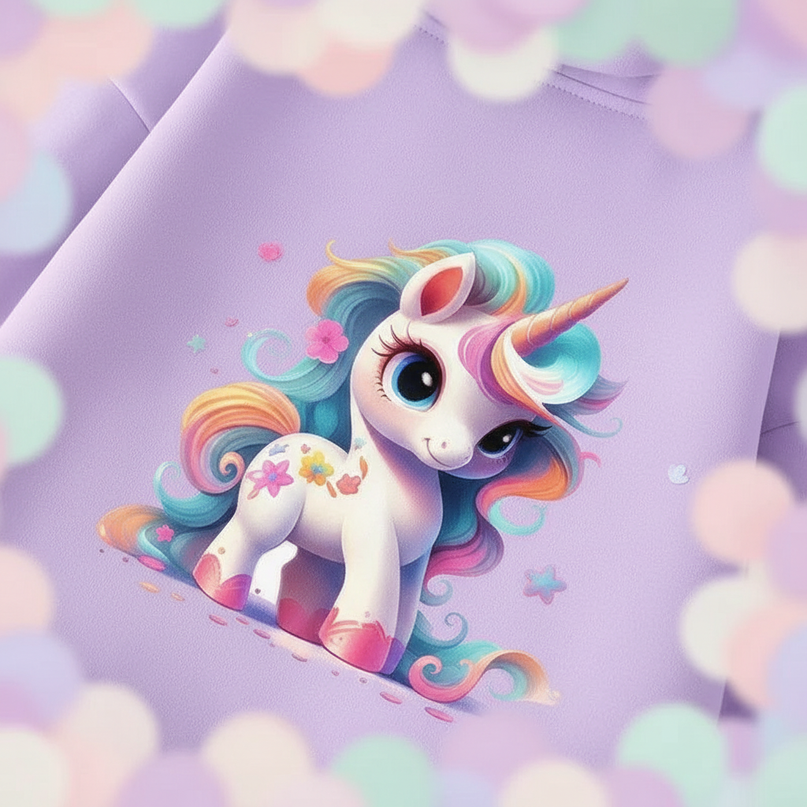 lavender unicorn zip up hoodie - detail