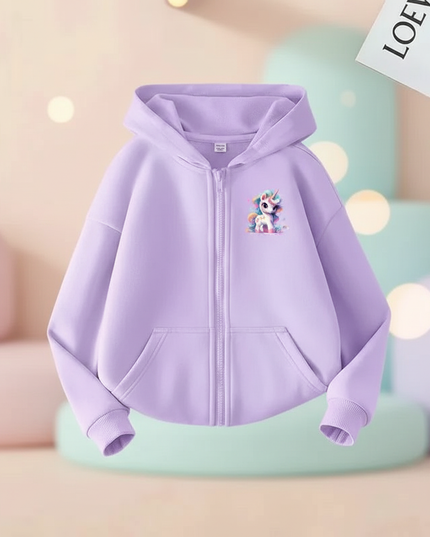 lavender unicorn zip up hoodie - lifestyle