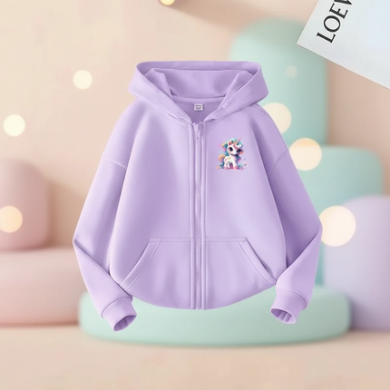 lavender unicorn zip up hoodie - lifestyle