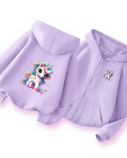 lavender unicorn zip up hoodie - white-bg