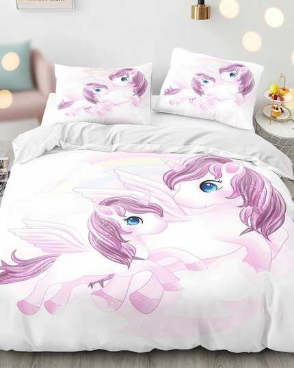 lavender winged unicorn bedding - lifestyle
