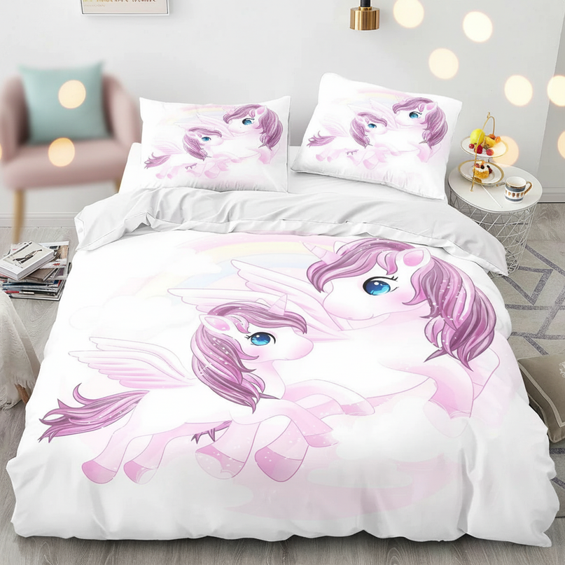 lavender winged unicorn bedding - lifestyle