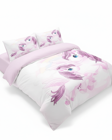 lavender winged unicorn bedding - white-bg