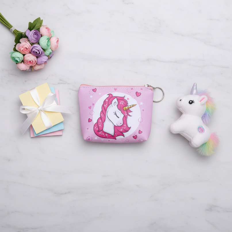 leather unicorn purse - flat-lay