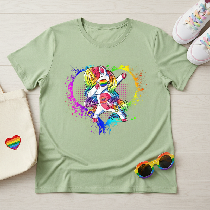 lgbt unicorn shirt - flat-lay