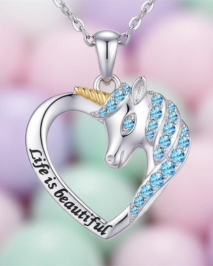 life beautiful unicorn necklace - detail