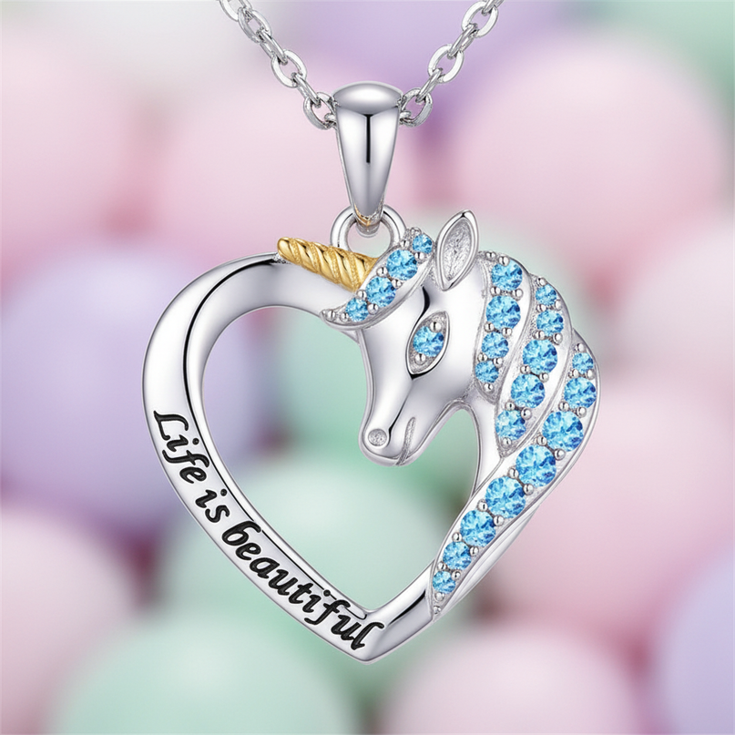life beautiful unicorn necklace - detail