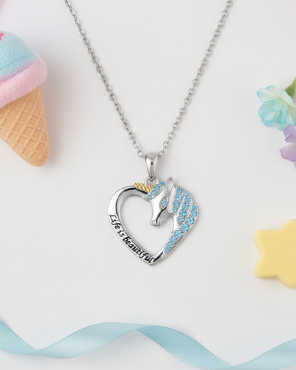 life beautiful unicorn necklace - flat-lay