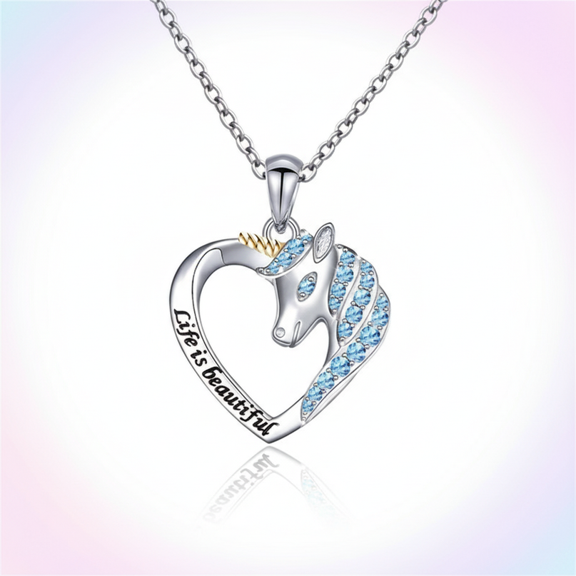life beautiful unicorn necklace - white-bg
