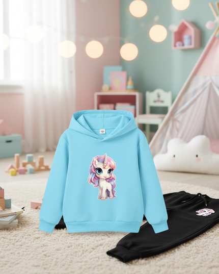 light blue unicorn hoodie kids - lifestyle