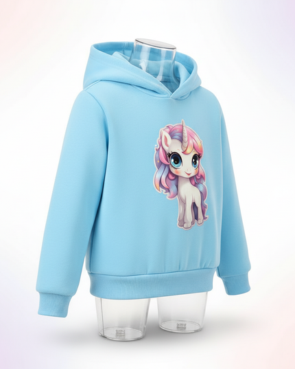light blue unicorn hoodie kids - white-bg