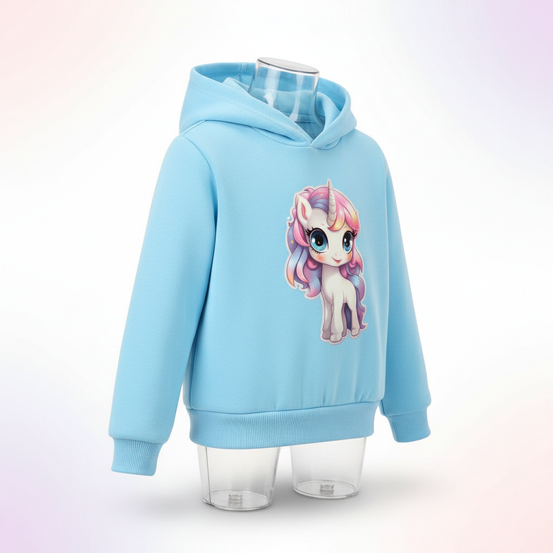 light blue unicorn hoodie kids - white-bg