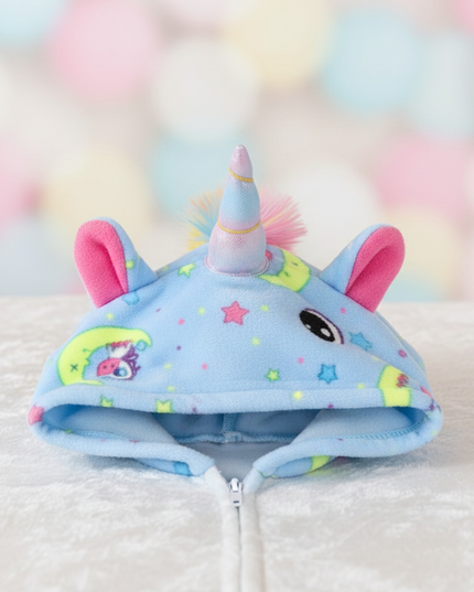 light blue unicorn onesie - detail