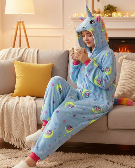 light blue unicorn onesie - lifestyle