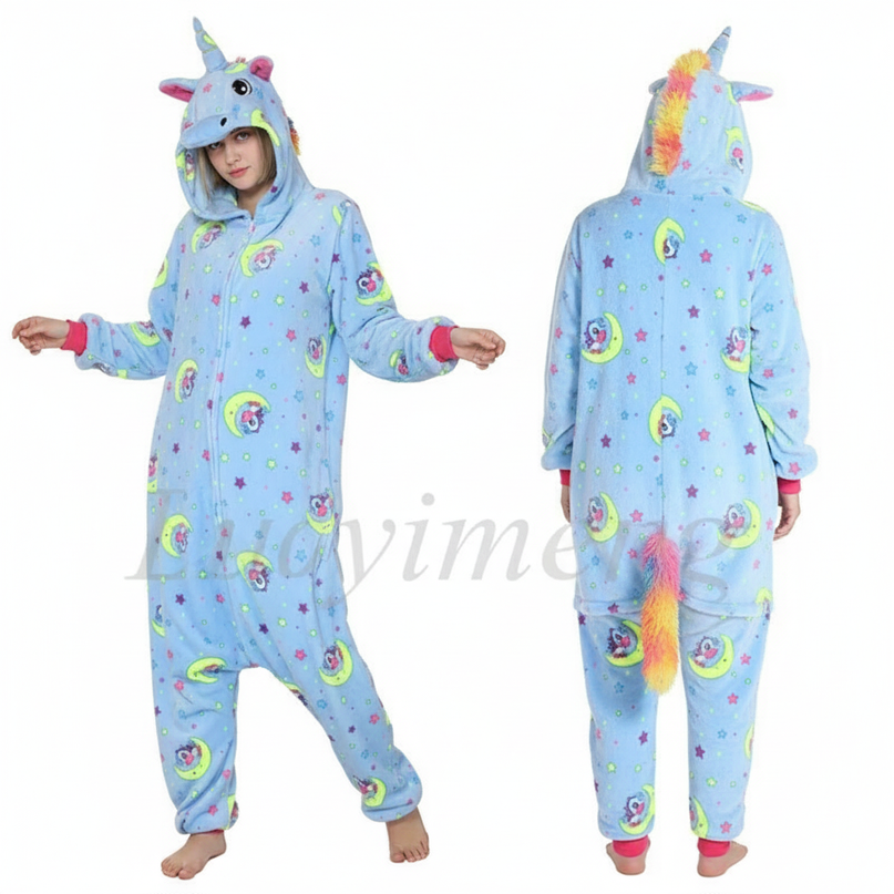 light blue unicorn onesie - white-bg