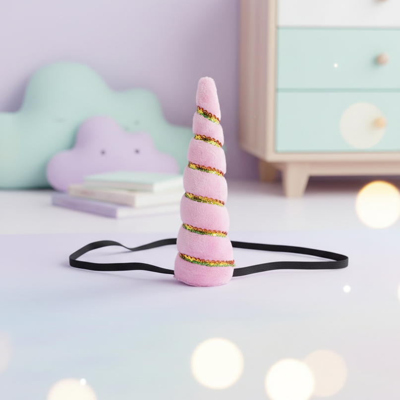 light pink elastic unicorn horn - lifestyle