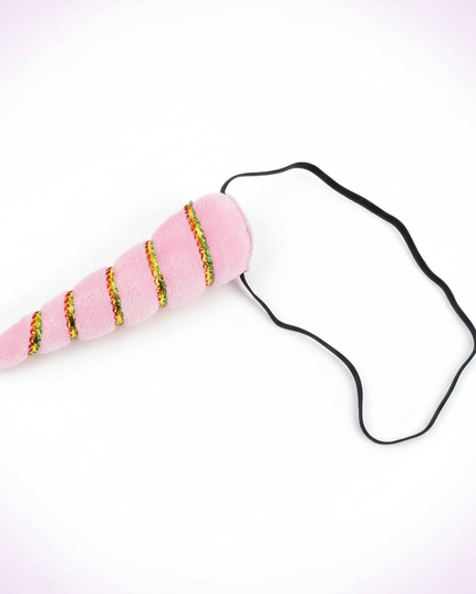 light pink elastic unicorn horn - white-bg
