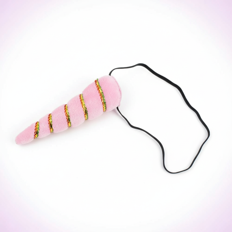 light pink elastic unicorn horn - white-bg