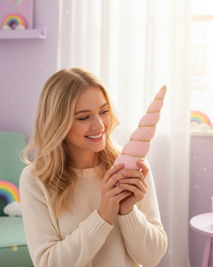light pink unicorn horn - in-use
