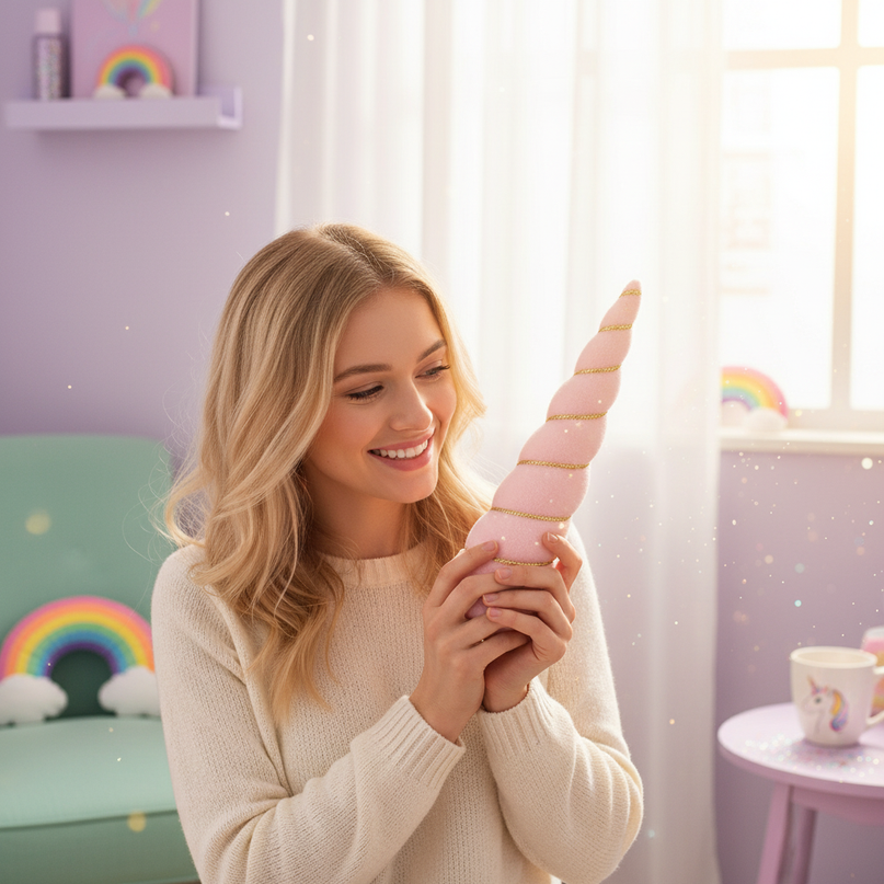 light pink unicorn horn - in-use