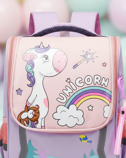 light purple unicorn orthopedic bag backpack - detail