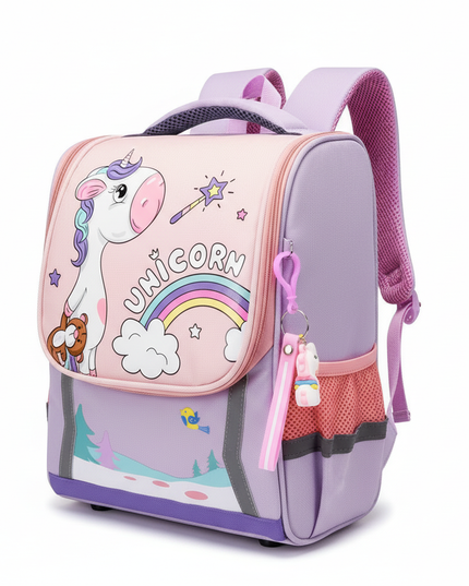 light purple unicorn orthopedic bag backpack - white-bg