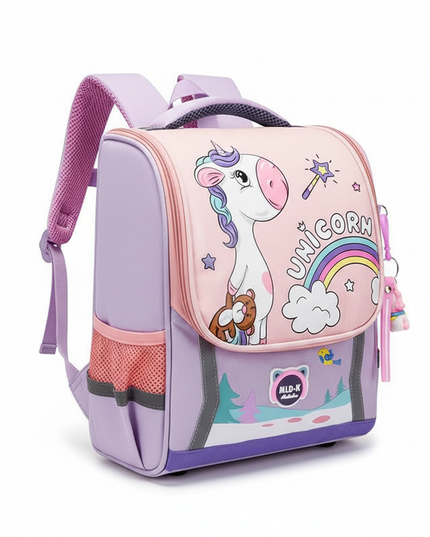 light purple unicorn school backpack - white-bg