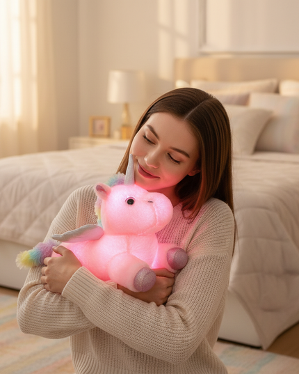 light up plush unicorn - in-use