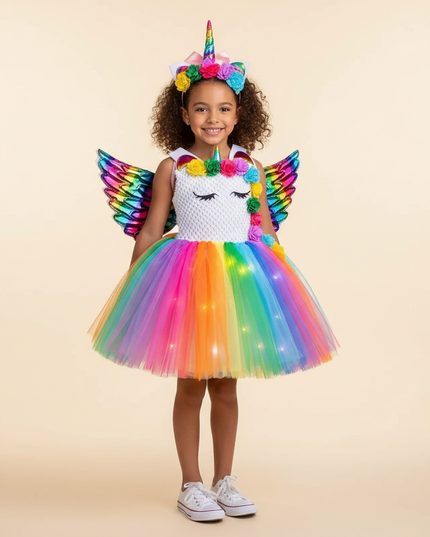 light up unicorn dress - detail