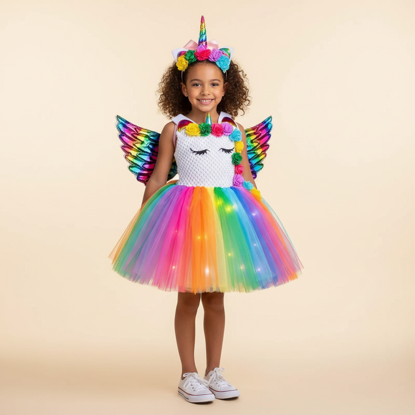 light up unicorn dress - detail