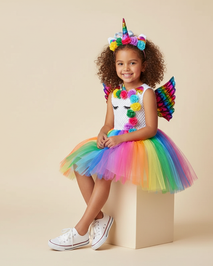 light up unicorn dress - sitting