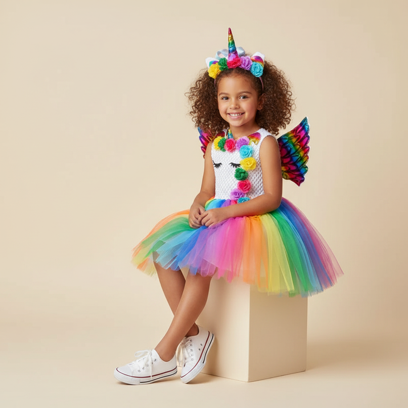 light up unicorn dress - sitting